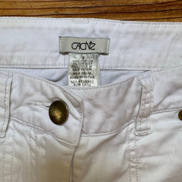Cache white cropped studded pocket y2k womens cargo pants SIZE 6 - Picture 3 of 6